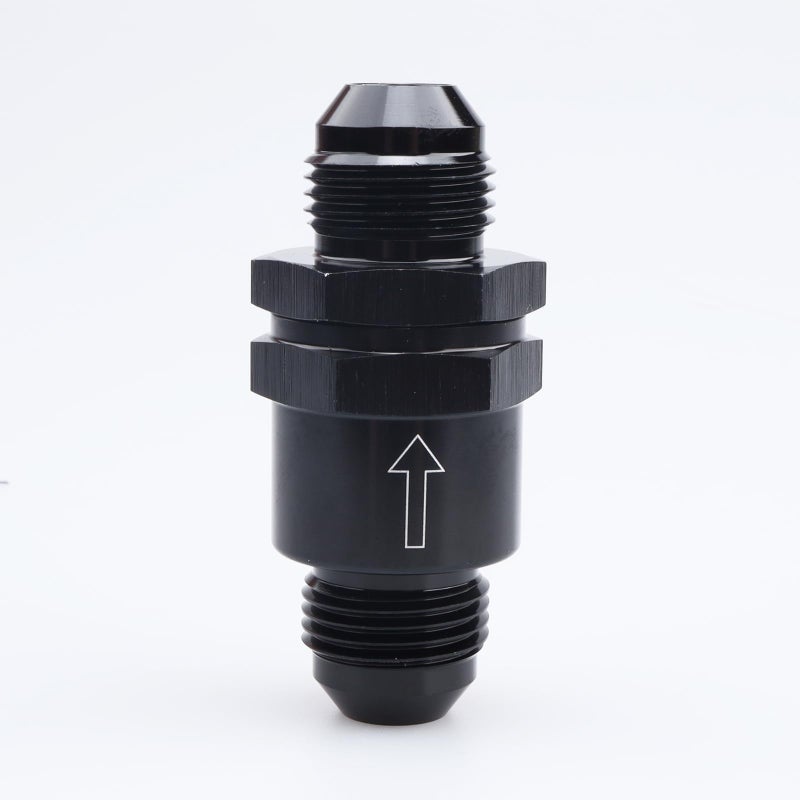 AC PERFORMANCE Aluminium -8 AN to AN8 Flare Inline Check Valve with Spring Design Inside Parts, Non Return One Way Check Valve Male Hose Fitting, Full Length 62.6MM, Black - Image 4